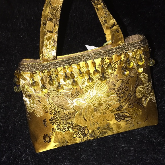 Silk Brocade Handmade Beaded Bag - Picture 1 of 5